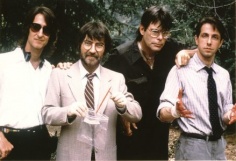 Tobe Hooper mit Mick Garris (li), Stephen King und Clive Barker am Set von Schlafwandler