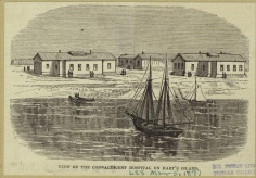 Krankenhausgebäude auf der Insel im späten 19. Jahrhundert