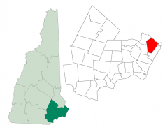 Lage der Stadt im Bundesstaat (links) und im County